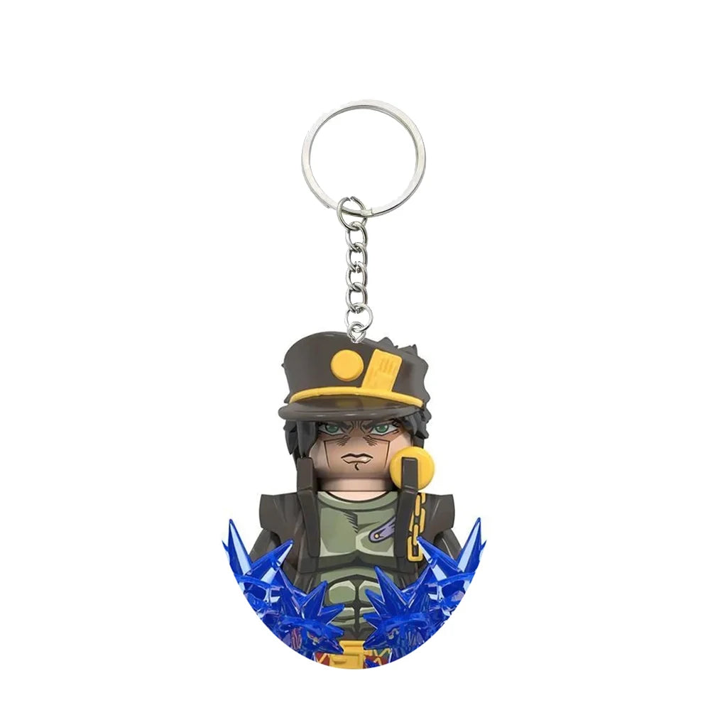 Minifigura de bloques de Jotaro Kujo (Stardust Crusaders) con llavero