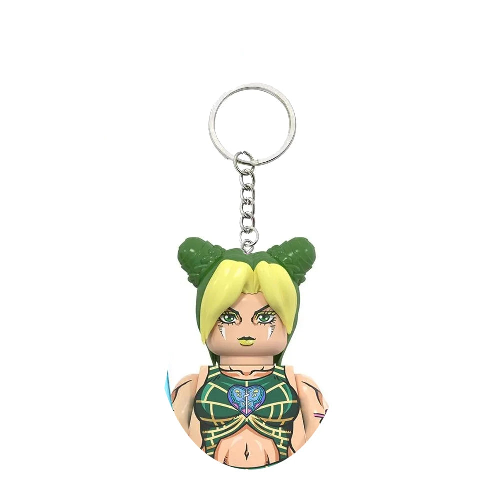 Minifigura de bloques de Jolyne Kujo con llavero